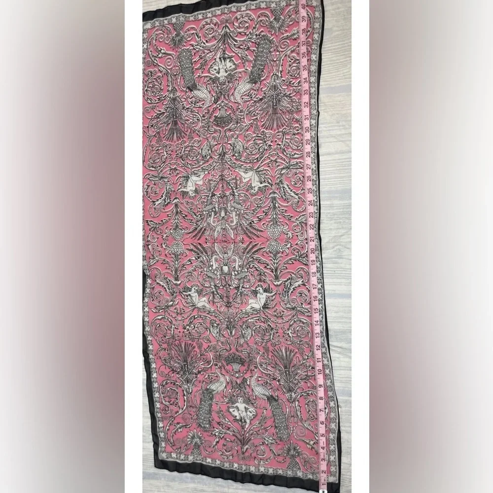 VINTAGE BABE CREATION Woman's Neck‎ Scarf Head Wrap Pink Black cherubs angels